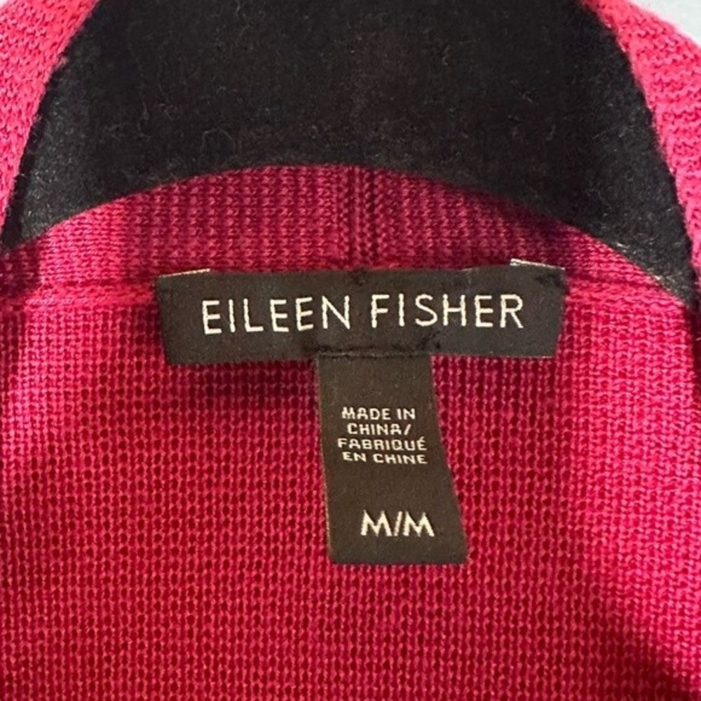 Eileen Fisher Raspberry Red Open Front Cardigan T… - image 4